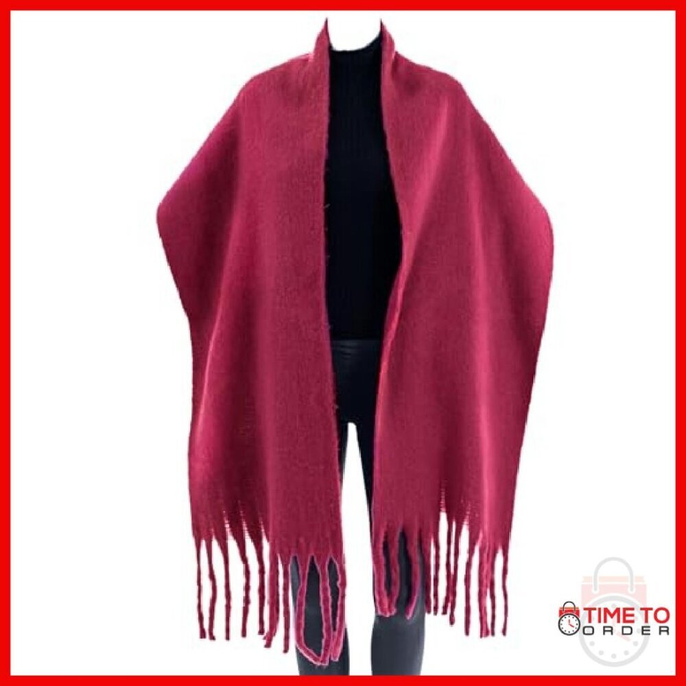 Oversized Winter Scarf Chunky Blanket Wrap Thick Warm Polyester - Picture 3 of 7